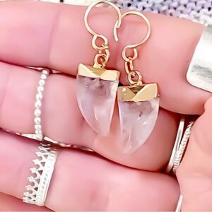 Gold Dipped Faceted Gemstone White Turquoise Earrings NWT